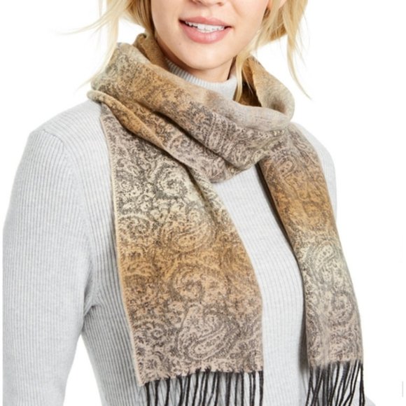 Cejon Ombre Luxurious Fringe Brown Italian Scarf - Picture 1 of 3